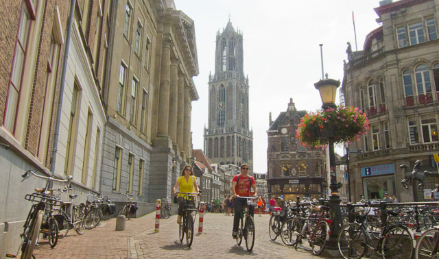 View of the Dom Tower from the Oudegracht. Photo © Holland-Cycling.com